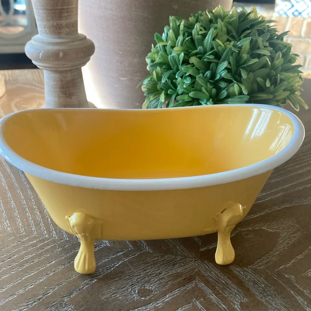 NEW! Shabby Chic Cottage Vintage Claw Foot Bathtub Enamel Metal Soap Dish